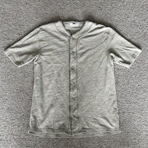 Topman Men's Short Sleeve Tee Baseball Top T-Shirt Button Down Grey Medium M